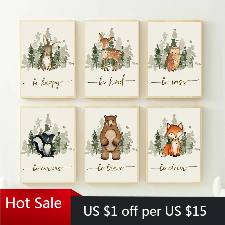 Милые колготки с изображением лисы кролик белка оленя совы медведя детские холст