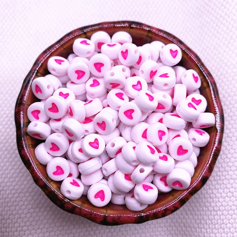 Круглые акриловые бусины в форме сердца разделенные на 7x4 мм для