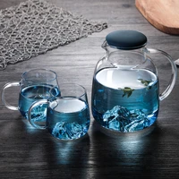 blue gradient guanshan kettle high borosilicate glass cold kettle household cool kettle guanshan cup large capacity set