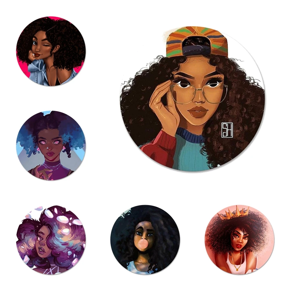 

Beautiful Afro Girls Black Girl Kitchen Home Decor Refrigerator Magnetic Stickers bottle Beer Opener 58mm