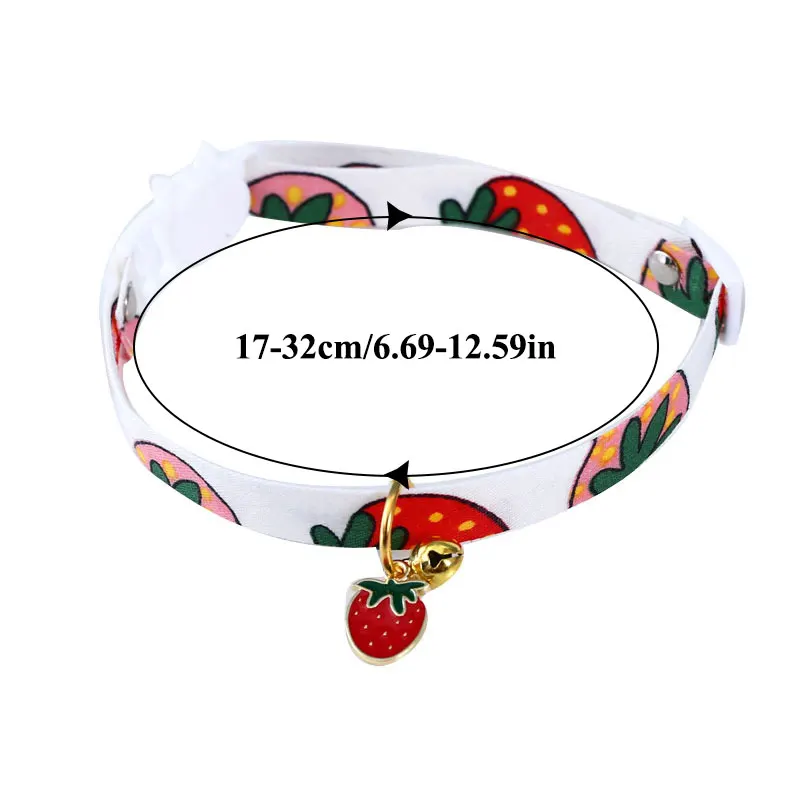 

1PC Fruit Pendant Cat Collar Adjustable Pet Neck Strap With Bell Safety Cute Pet Neck Ring Universal Multicolor Pet Supply