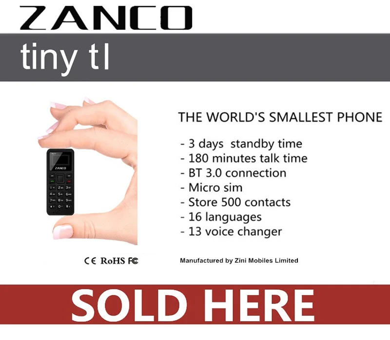 ZANCO Tiny T1 самый маленький в мире мобильный телефон разблокированный основной мини мобильный телефон для пожилых людей и детей портативный