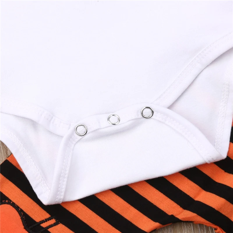 0-24M Newborn Baby Boy Girl Halloween clothes Pumpkin Outfit Romper Jumpsuit+Striped Pants 2019 Autumn Clothing Set | Детская одежда и
