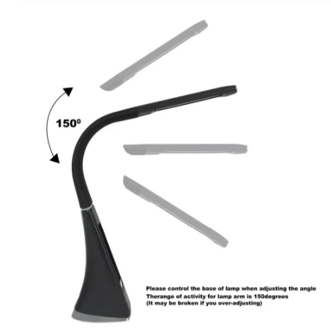 Светодиодная офисная настольная лампа WoodPow с гусиной шеей приглушаемая для