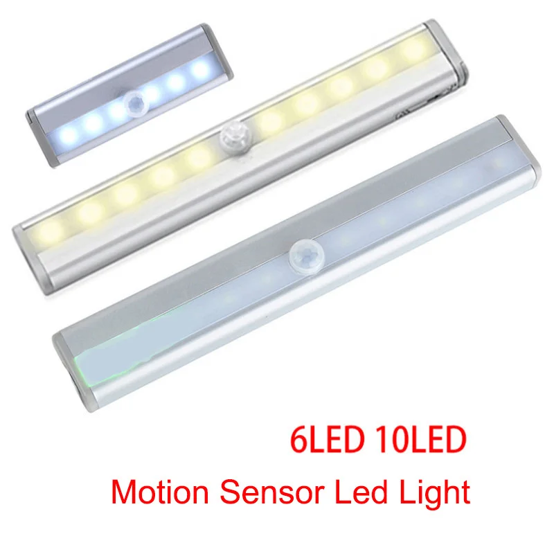 

Motion Sensor Night Light Portable 6/10 LED Cabinet Lights Induction Night Lamp For Cupboard Bedroom Living Room Corridor