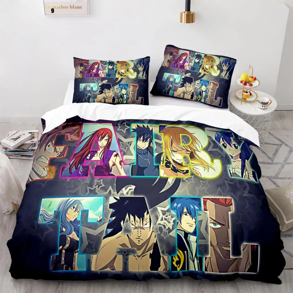 

Nwe Fairy Tail Bedding Set Single Twin Full Queen King Size Fairy Tail Bed Set Aldult Kid Bedroom Duvetcover Sets 3D Print 008