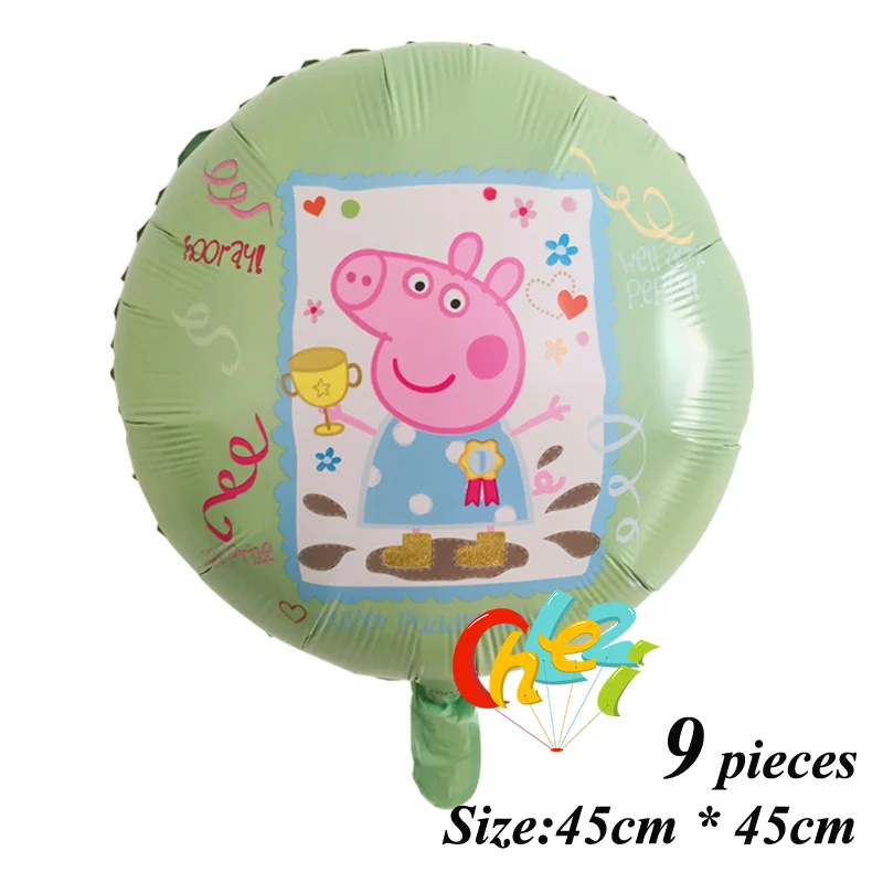 9 шт. PEPPAPIG гелиевый декор для вечеринки на день рождения мультяшный шар розовый Пеппа и голубой Джордж глобс детский душ детские игрушки