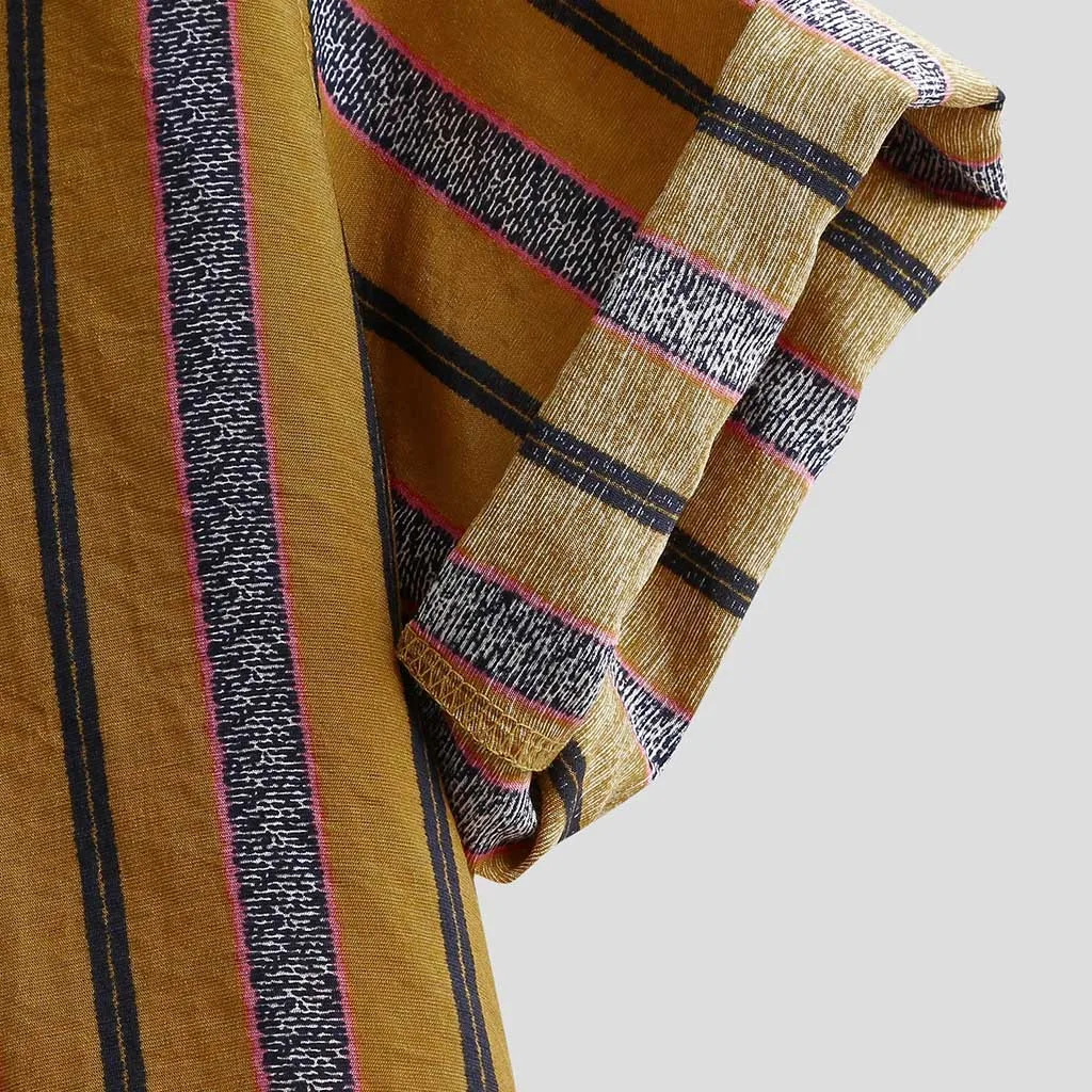 

Spring And Summer Retro Men's Shirts Striped Print Casual Beach Outdoor All-match Men's Formal Shirts For Men