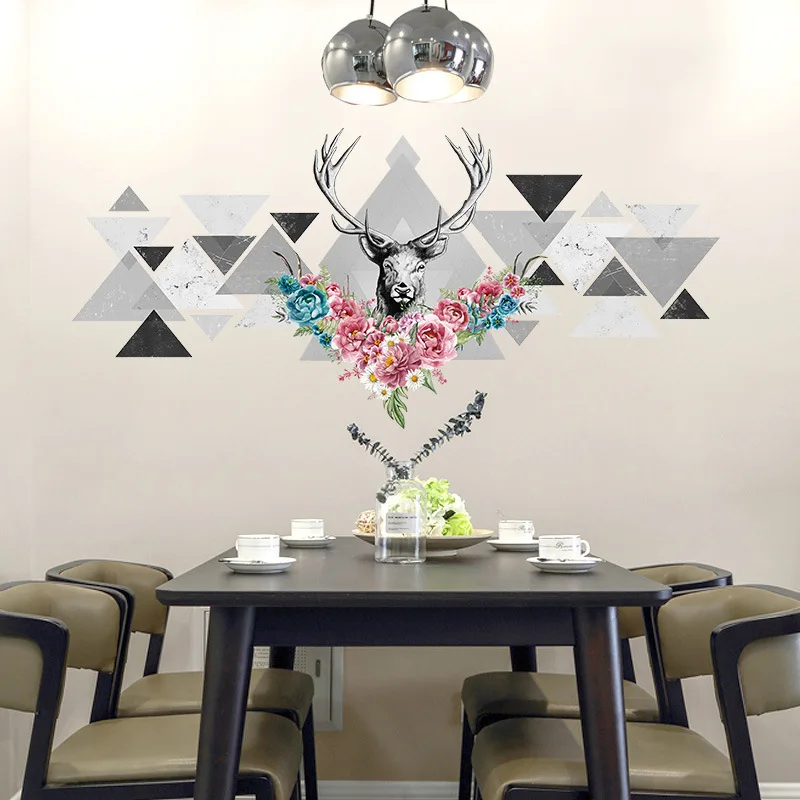 

Nordic Elk Wall Stickers Home Office Decor Bedroom Living Room Sofa Backdrop Wall Decals Teenagers Room Decor Restaurant Mural
