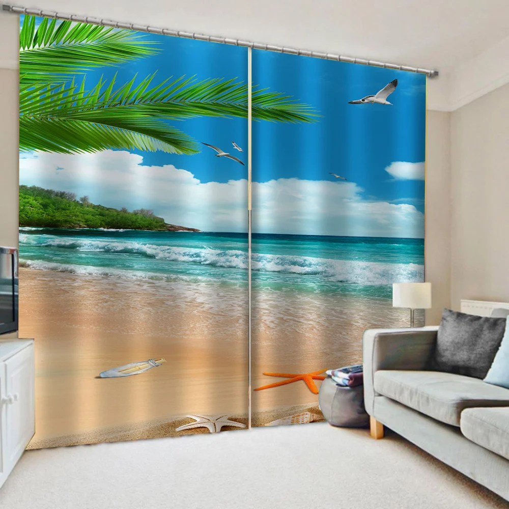 

Photo nature scenery beach curtains D Window Curtains For Living Room Bedroom Customized size Decoration curtains