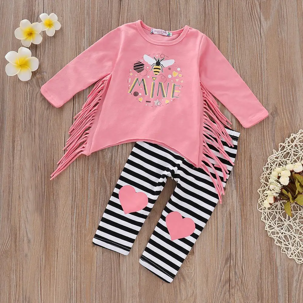 Розовые Топы штаны в полоску с кисточками на День святого Валентина для