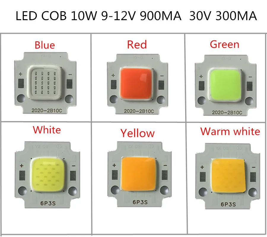 200 шт. LED COB Высокая мощность 10 Вт Настенный светильник бусины 12V 900MA 30V 300MA чип 900LM