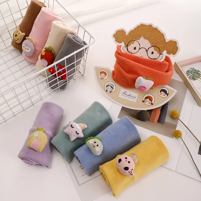 New Autumn Winter Children Plush Scarf Baby Kids Warm Neck Child Collar Boys Girls Velvet Scarves O Ring Magic Neckerchief |