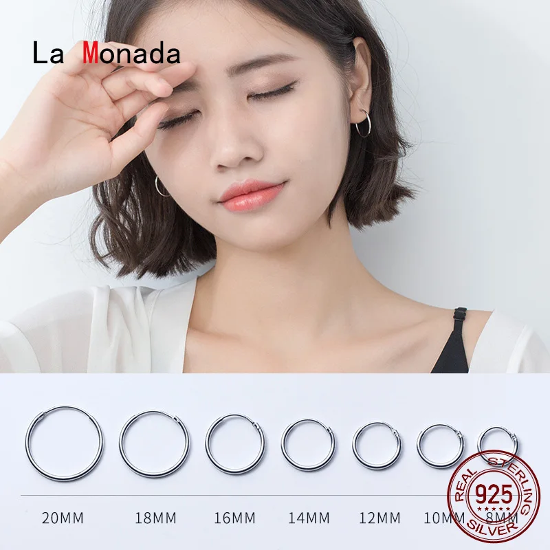 

La Monada Circle Hoop Earrings For Women Silver 925 Fine Women Earrings Jewelry Minimalist Women Hoop Earrings 925 Silver EM906
