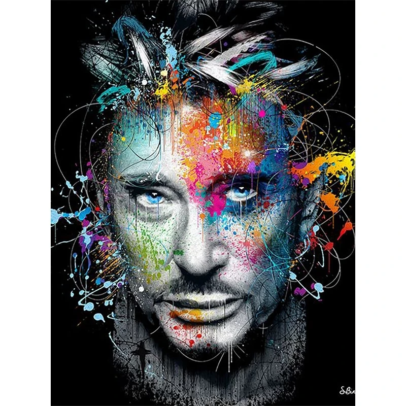 

Французская алмазная живопись Джонни Хелли, вышивка крестиком, полная Алмазная вышивка, Алмазная мозаика, узор, вышивка бисером, портрет