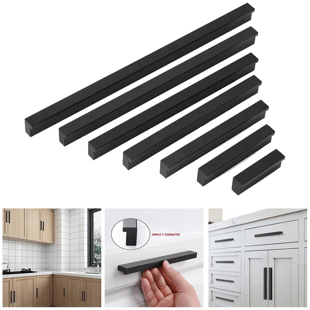 

2pc Cupboard Door Handles Aluminum Alloy Wardrobe Drawer Cabinet Furniture Pulls With Screw 96/128/160/192/224mm