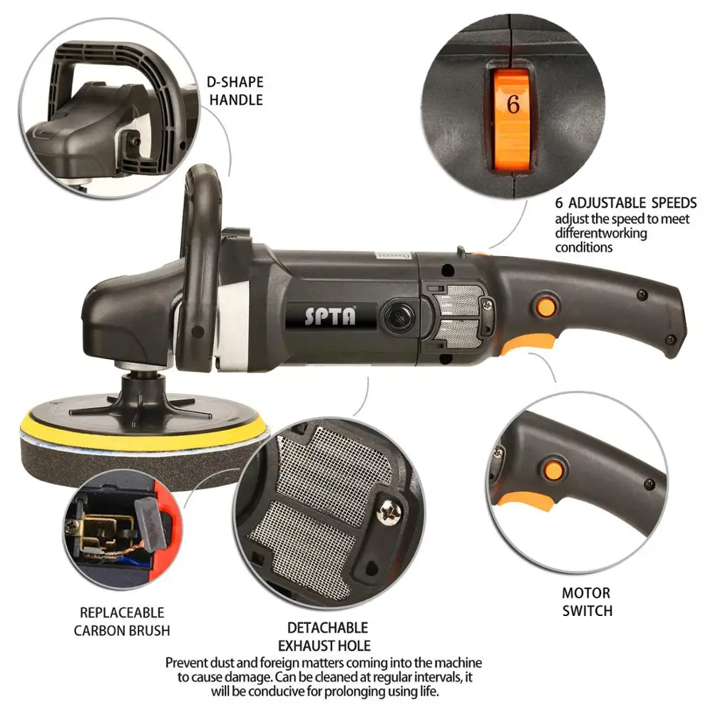 SPTA 7 дюймов Автоматическая полировальная машина с переменной скоростью