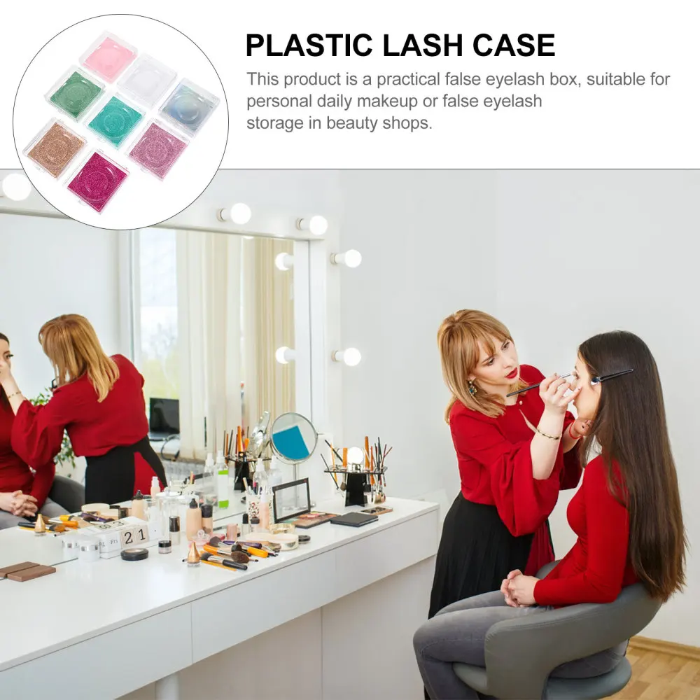

8pcs Square False Eyelash Case Fake Eyelash Packing Box Eyelash Holder