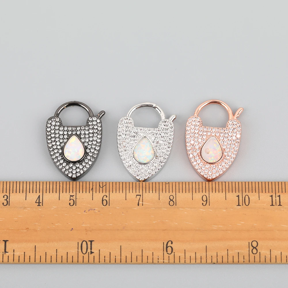 

5Pcs/Lot 17X25mm CZ Micro Paved Water Drop Lock Lobster Clasps Charms, Ziron Lock Carabiner Clasps For Pendant Jewelry Making