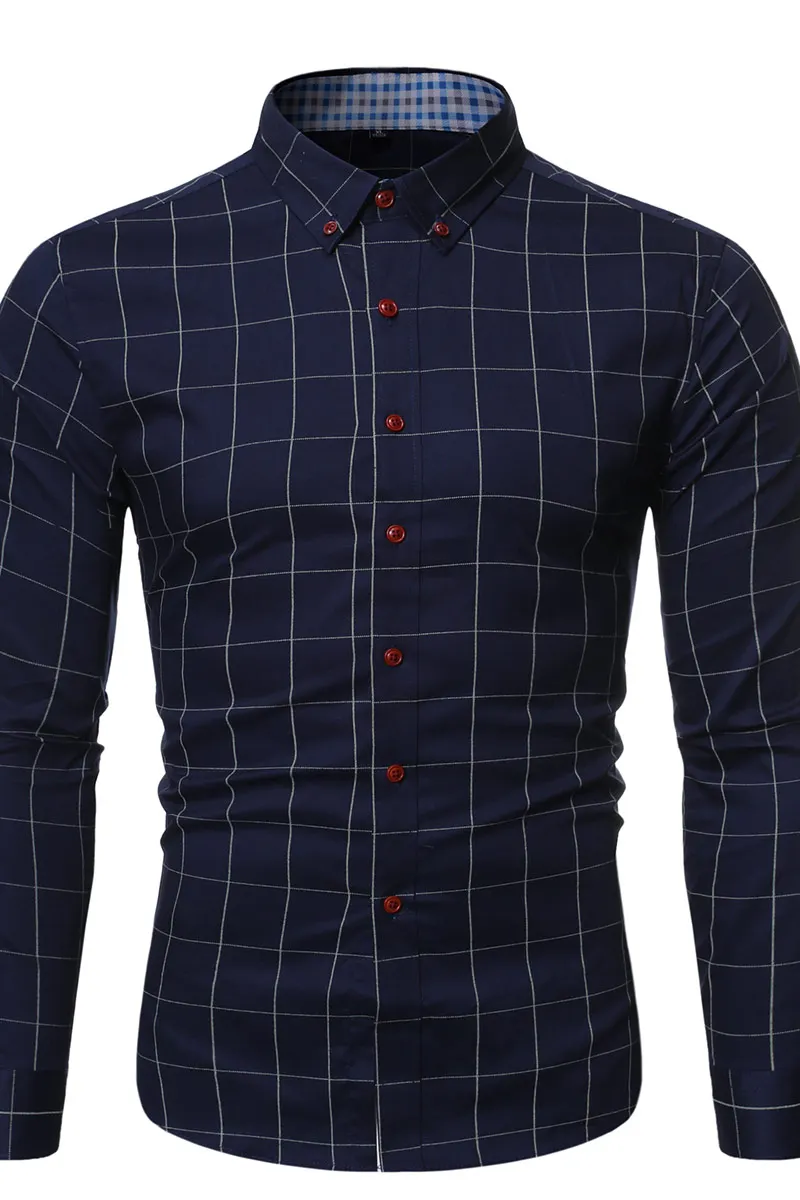 

New Autumn Fashion Brand Men Clothes Slim Fit Men Long Sleeve Shirt Men Plaid Cotton Casual Men Shirt Social Plus Size M-5XL
