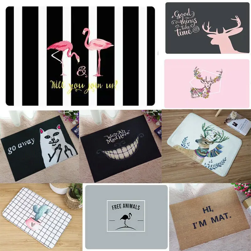 Креативный Противоскользящий коврик для двери ворсистый с принтом лося и кота