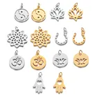 Йога Ом DIY подвески оптом из нержавеющей стали лоту китайский Инь Янь удача кулон ожерелье Хамса ручной амулет соединители Шарм