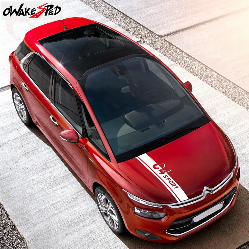 

Авто капот двигателя крышка виниловые наклейки для автомобиля головы капота Декор Стикеры для Citroen C4 спортивные полосы аксессуары Стикеры s