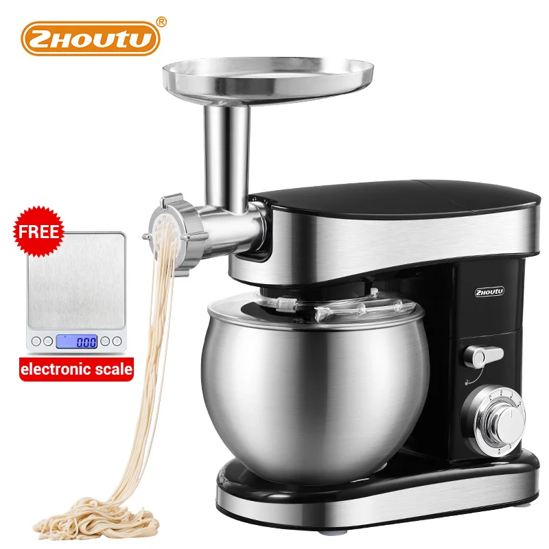 

Zhoutu 5 in 1 Stand Mixer ,Electric Planetary Mixing with Stainless Steel Bowl, Cream Cake Meat Grinder Pasta maker Food Mixer