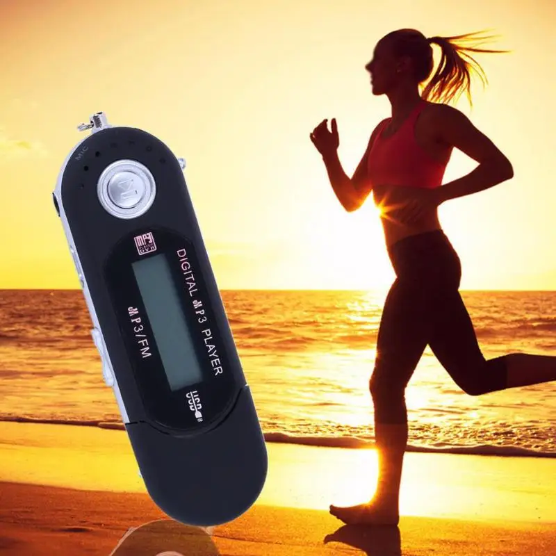 Портативный USB MP3 музыкальный плеер цифровой ЖК-экран fm-радио черный синий плеер