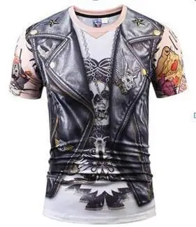 Мужская футболка с рисунком черепа зеленая кожаная куртка татуировкой футболки