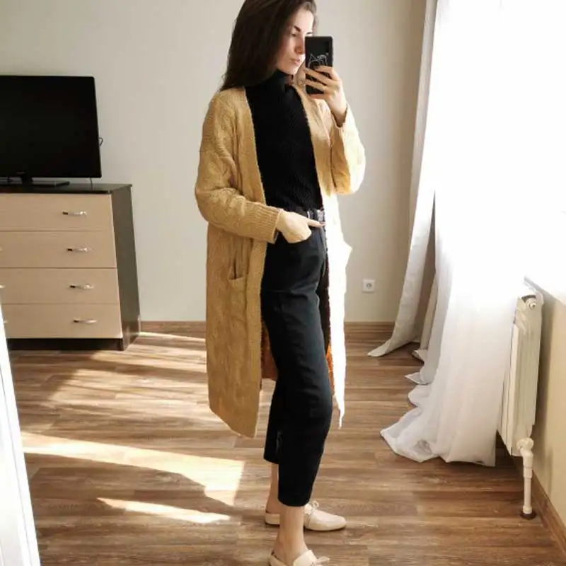 Богемный Вдохновленный Повседневный длинный кардиган женская вязаная верхняя