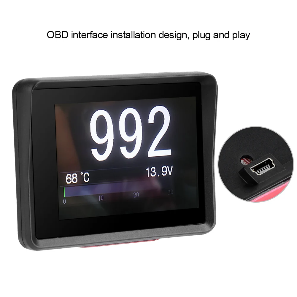 OBD Многофункциональный цифровой измеритель температуры напряжения скорости