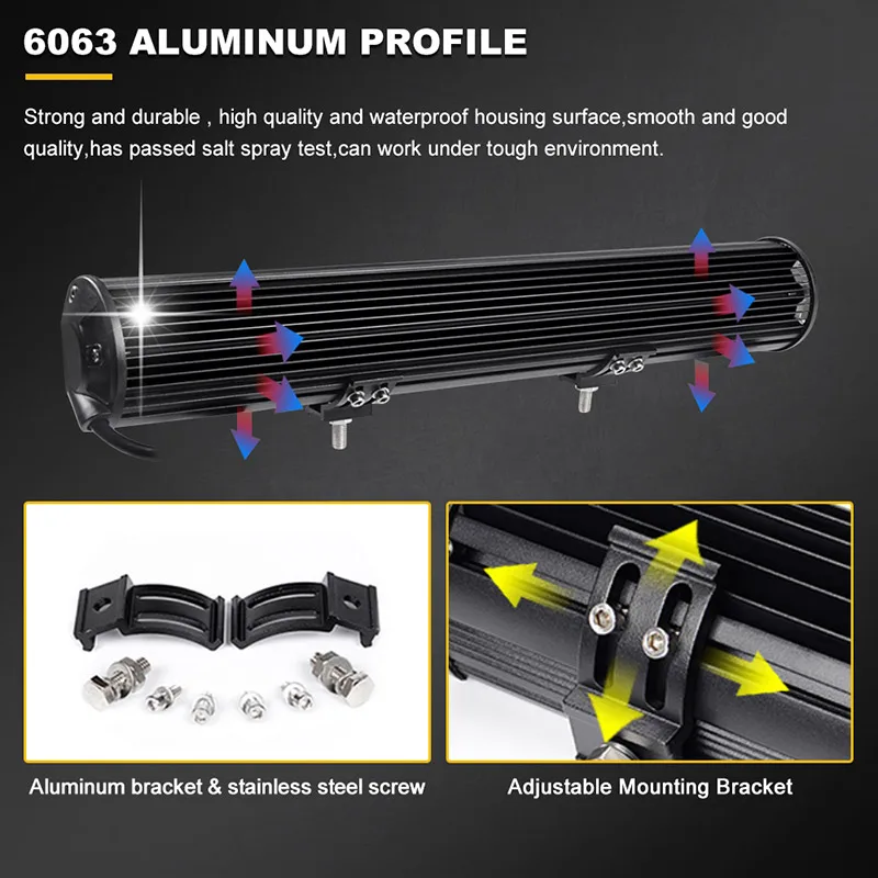 Трехрядная светодиодная фара двухцветный прожектор для внедорожника грузовика