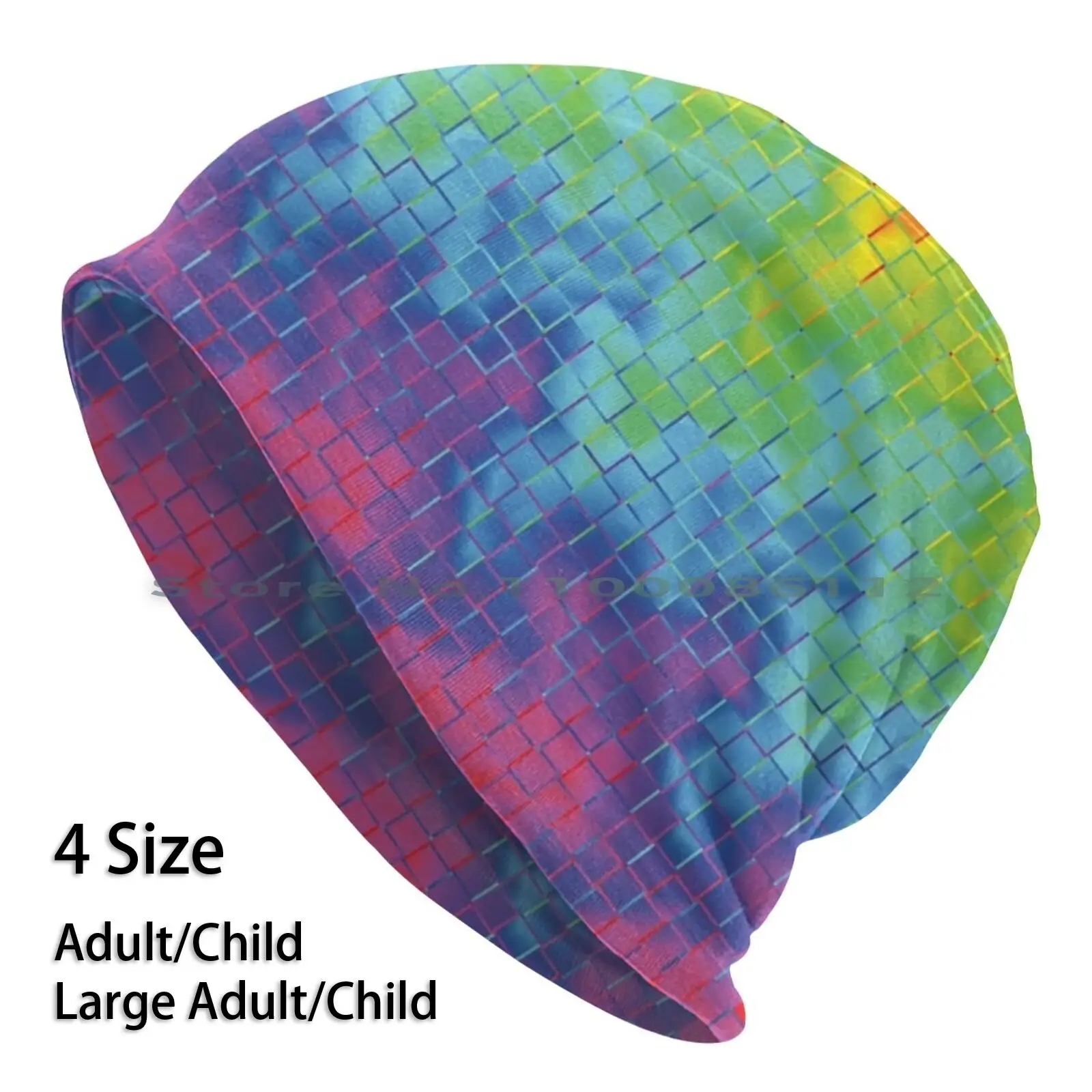 Вязаная Шапка-бини Rainbow 2 яркие блестящие разноцветные облегающие шапки