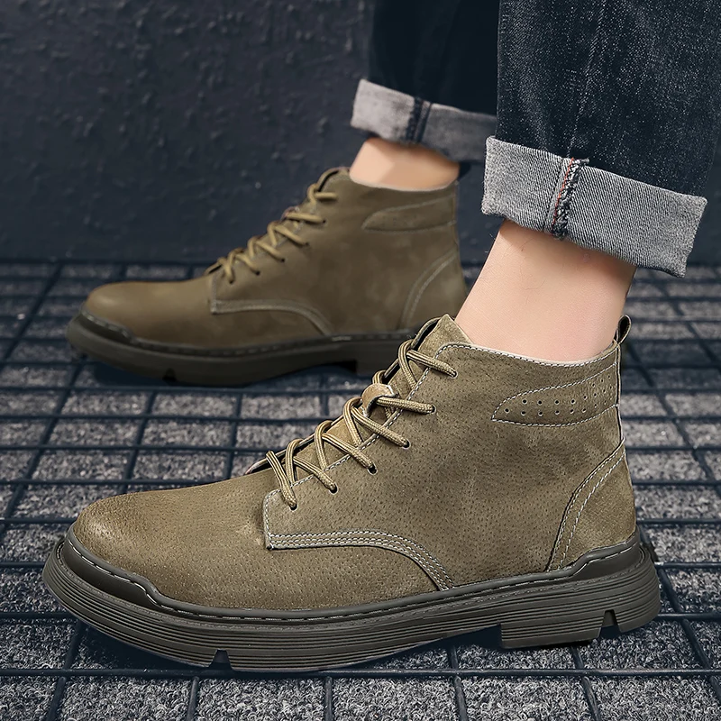 

Men's Oxford Leather Shoe Winter Shoes For Men Men's Sneakers Casual Boots Thick Sole Leather Leisure Brown Fashion