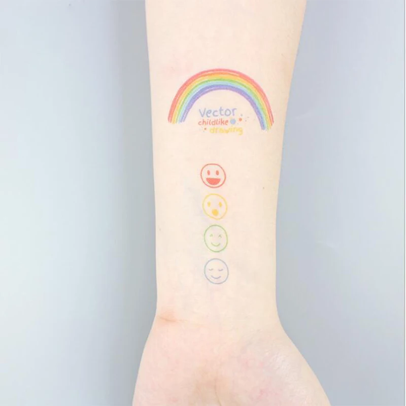 10x6 см временные маленькие милые радужные смайлики модные тату|tattoo baby|baby joybaby sac |