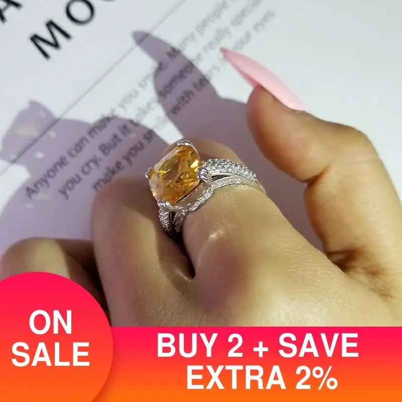 Модные обручальные кольца с цирконием в форме подушки золотого цвета розового