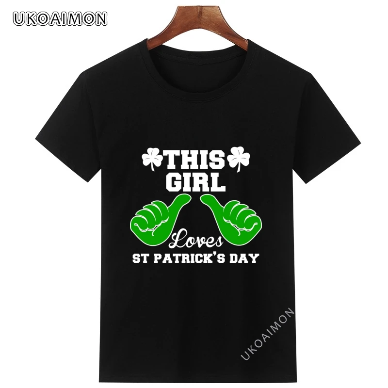 

Новое поступление, крутые футболки с графическим принтом на День Святого Патрика для девушки, облегающие простые футболки, Классическая фу...