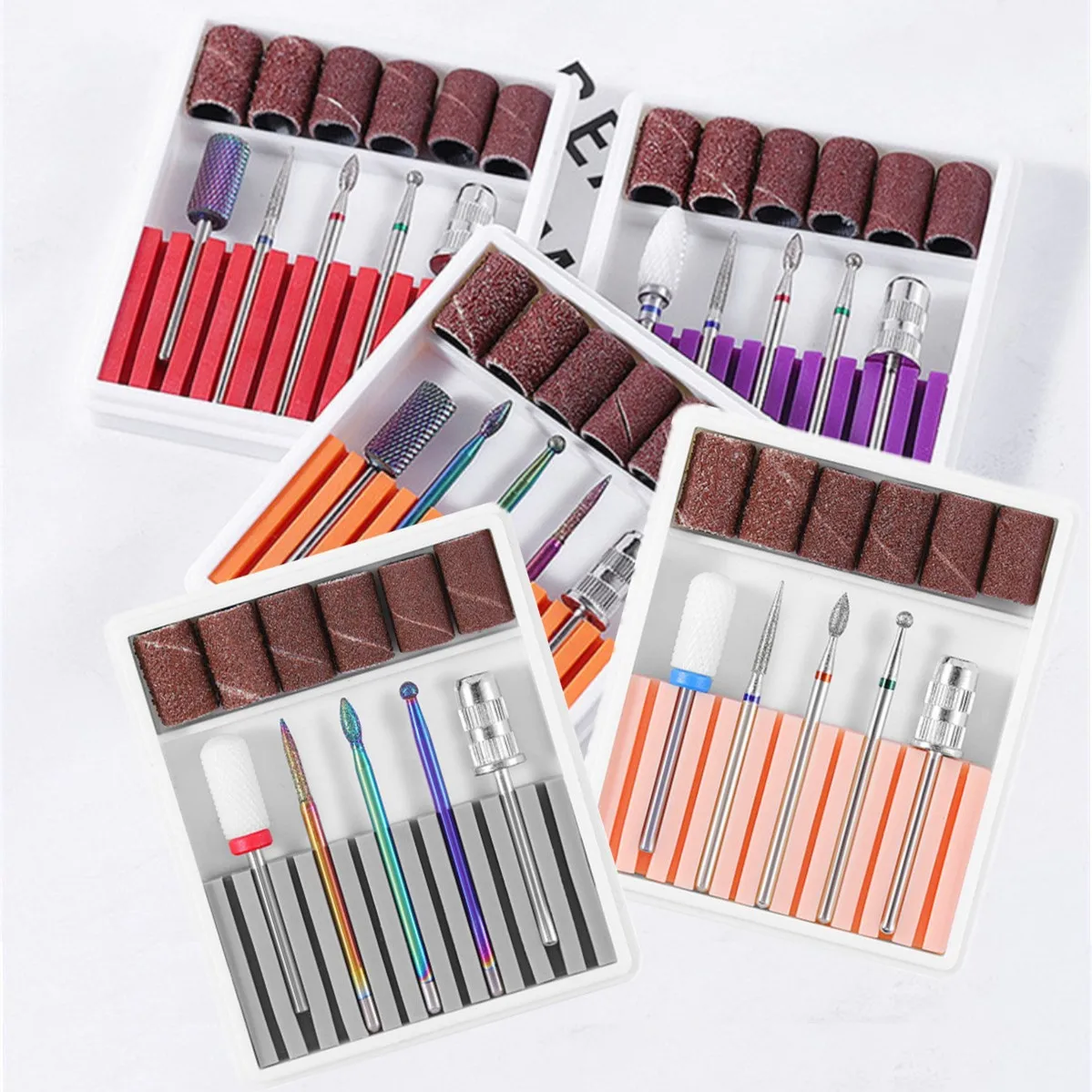 

Ceramic Tungsten Nail Drill Bit Set with Sanding Bands 3/32'' Mandrel for Acrylic Nail Cuticle Gel Remova Manicure Pedicure Tool
