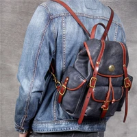 pndme fashion vintage genuine leather mens womens backpack casual design luxury natural real cowhide outdoor travel backpack