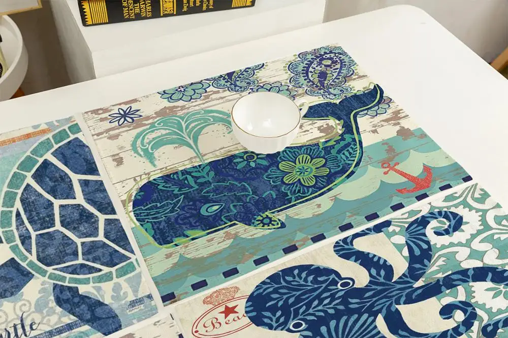 Салфетка FYMX в виде осьминога морская жизнь морской лошадь черепаха краб медуза