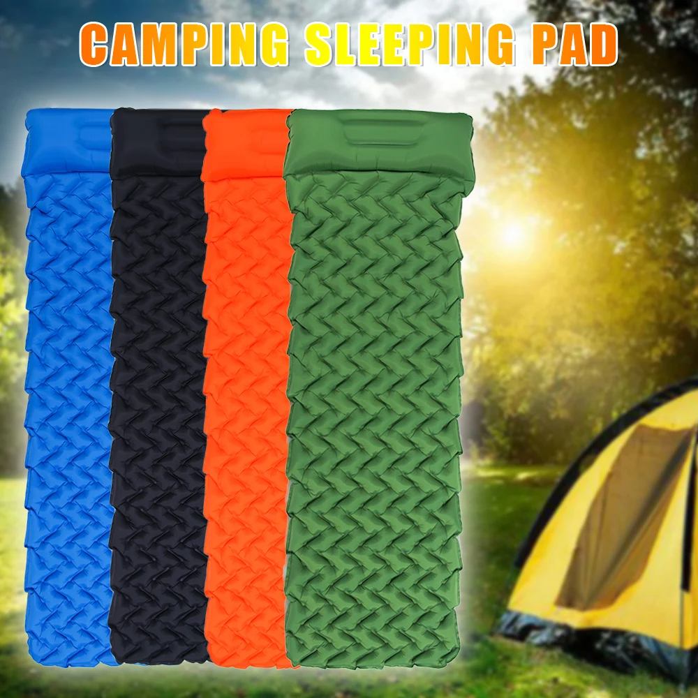 

Outdoor Backpacking Traveling Hiking Built-in Pump Air Bed Camping Sleeping Pad Mat with Pillow Waterproof Air Mattress