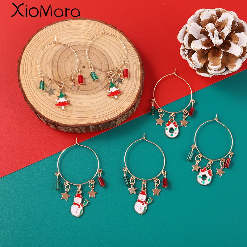 

Christmas Earrings Crystal Snowman Jewelry Christmas Tree Stud Earring For Women Creative Party Accessories Girl Gifts