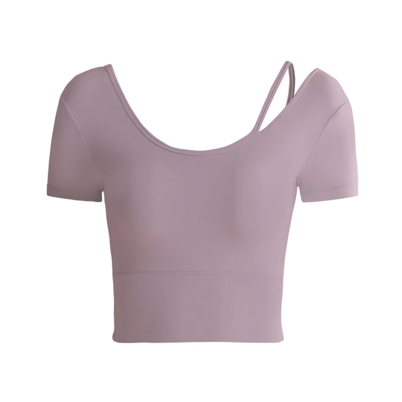 

Summer Fitness Clothes Women's Yoga Short Sleeved Sports Top With Chest Pad Beautiful Back Slimming Running T-shirt Tight Shirt