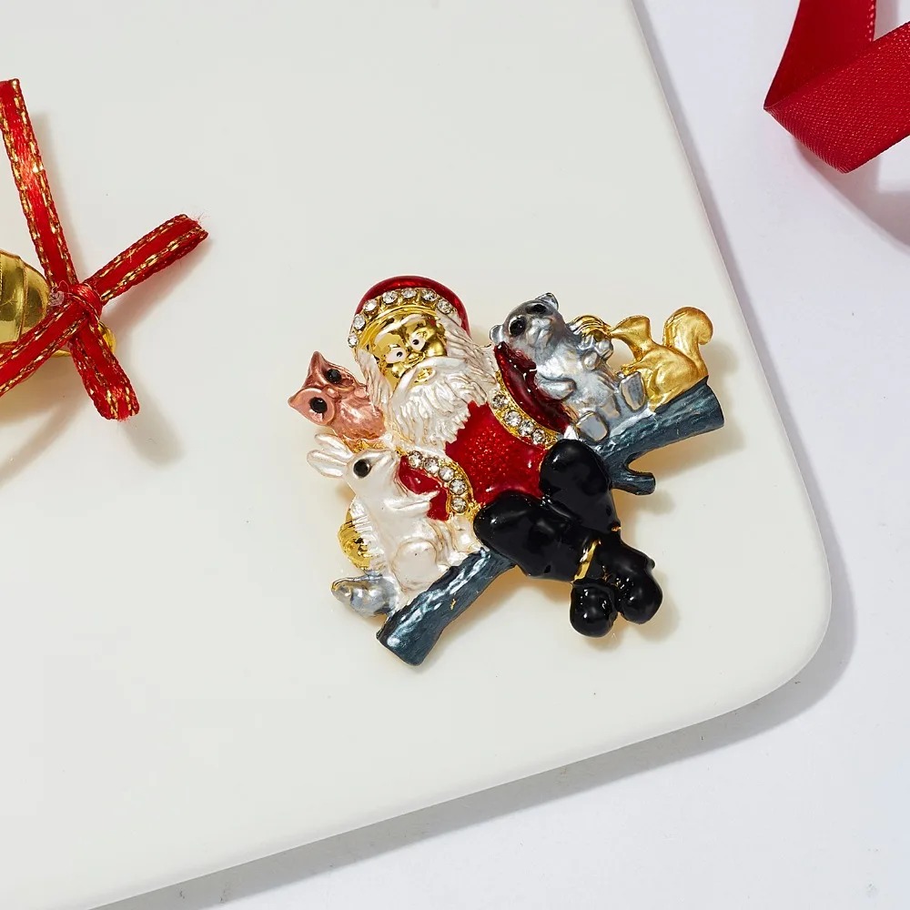 Merry Christmas броши на булавке милый Санта Клаус шляпа прекрасный Лось подарок эмаль значок брошь год Рождество Санта Клаус брошь с животными