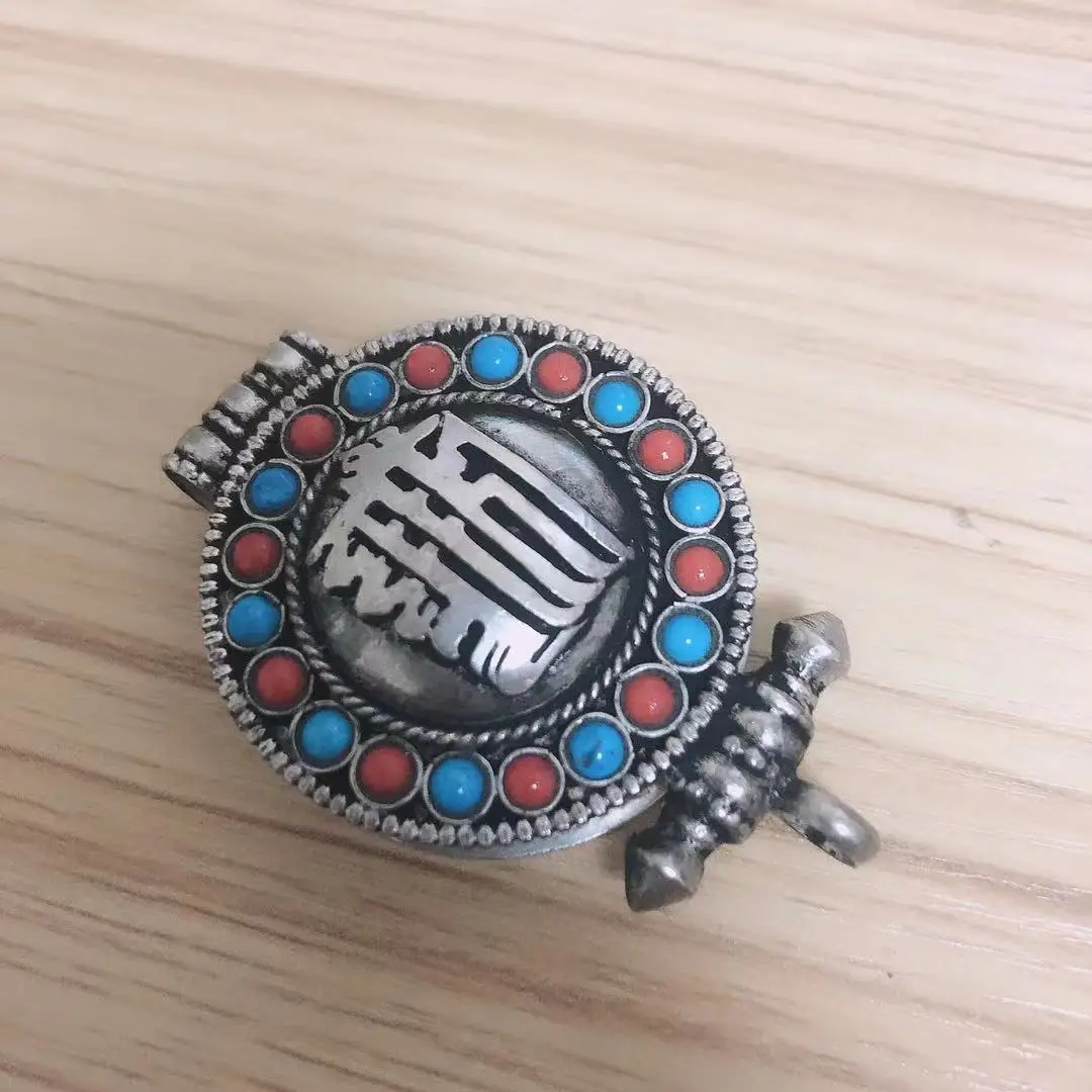 

PN163 Vintage Tibetan Silver Buddhism Mantra Colorful Beads Prayer Box Gau Amulet Pendant Necklace Handmade Nepalese Jewelry