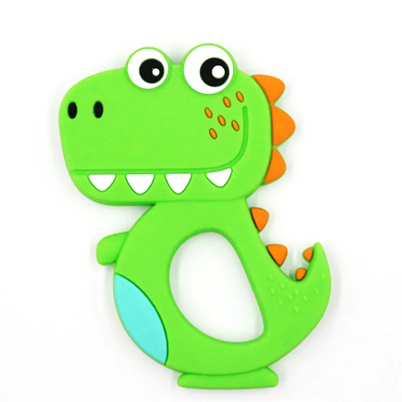 GreenDragon Безопасные Детские Прорезыватели с героями мультфильмов, без бисфенола, милые животные, динозавры, для младенцев, сделай сам, кольцо, прорезыватель, для малышей, силиконовые, жевательные подвески, детские игрушки для прорезывания зубов - Цвет: GreenDragon