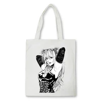 misa amane death note anime graphic ladies canvas tote bags shopping bag handbags cloth women reusable shoulder bag bolsas