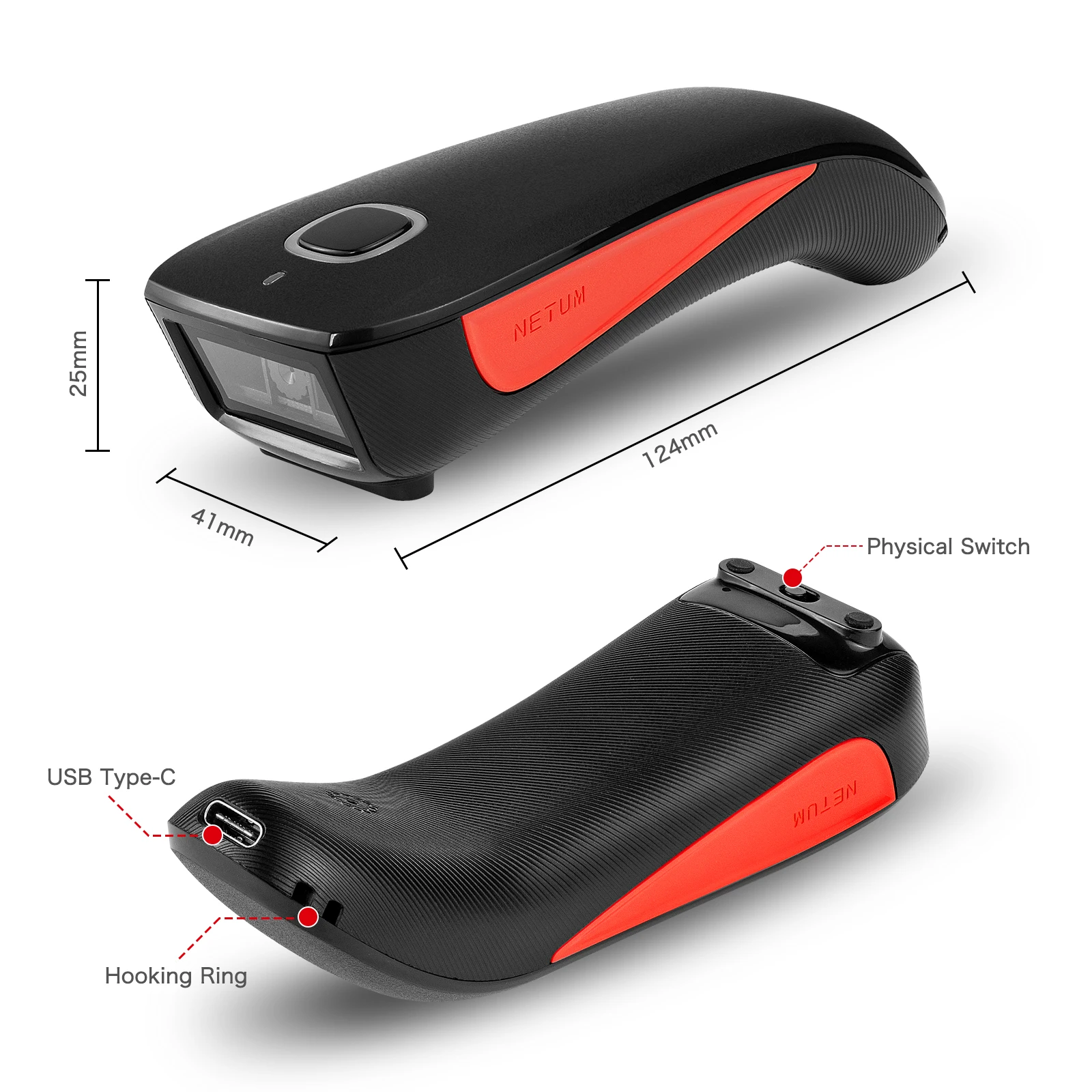 NETUM C990 Bluetooth 2D сканер штрих кода карман Беспроводной QR считывания данных матрица