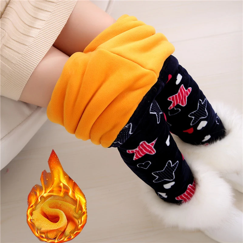 Штаны для маленьких девочек Сезон осень зима Детские леггинсы с принтом